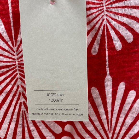 Joie Womens Red & White Linen Short Sleeve Top‎ Floral Print Sm Nwt - Picture 5 of 6
